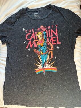 Marvel Branded Speckled Black Crewneck Tee